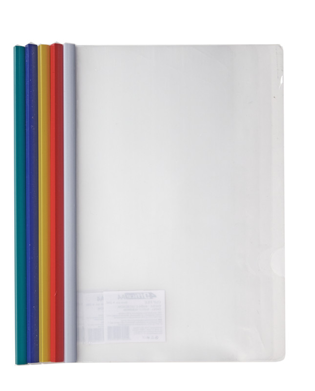 Папка з бічною планкою-затискачем 4OFFICE (4-251), 140 мкм, A4, 95 арк., прозора